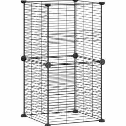 VIDAXL - Cage animaux de compagnie à 8 panneaux noir 35x35 cm acier