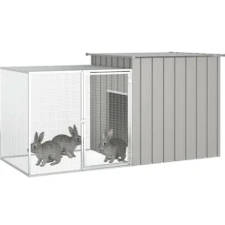 VIDAXL - Clapier gris 200x91x100 cm acier galvanisé