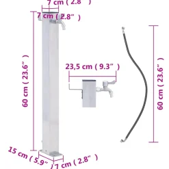 VIDAXL - Colonne à eau de jardin 60 cm acier inoxydable carré