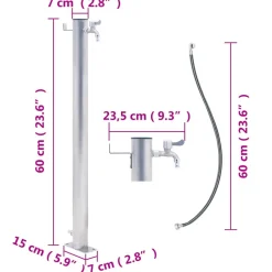 VIDAXL - Colonne à eau de jardin 60 cm acier inoxydable rond