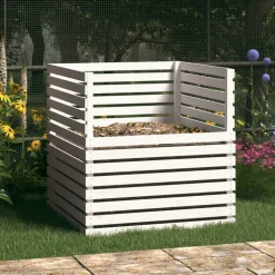 VIDAXL - Composteur blanc 100x100x102 cm bois massif de pin