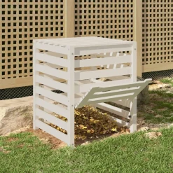 VIDAXL - Composteur blanc 63,5x63,5x77,5 cm bois massif de pin