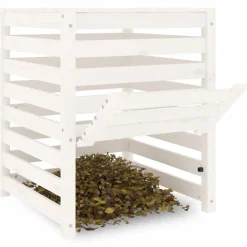 VIDAXL - Composteur blanc 63,5x63,5x77,5 cm bois massif de pin