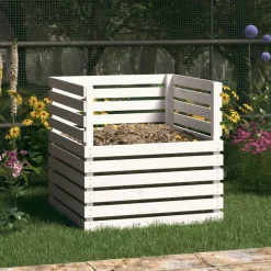 VIDAXL - Composteur blanc 80x80x78 cm bois massif de pin