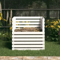 VIDAXL - Composteur blanc 80x80x78 cm bois massif de pin