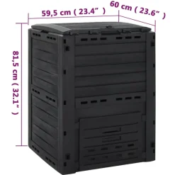 VIDAXL - Composteur de jardin noir 280 l polypropylène