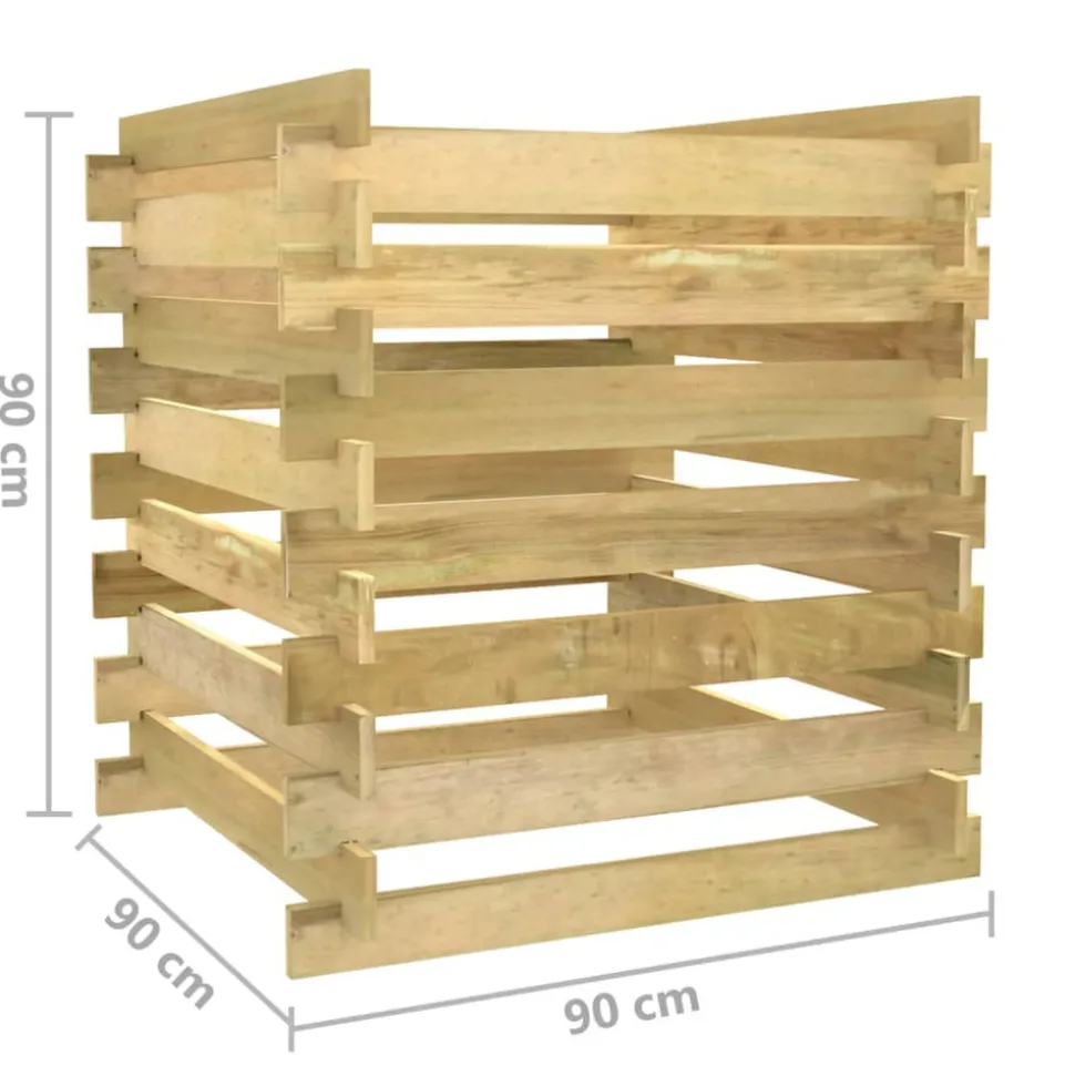 VIDAXL - Composteur de jardin à lattes 90x90x90 cm bois de pin imprégné