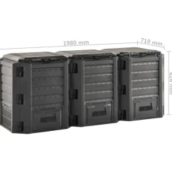 VIDAXL - Composteur de jardin noir 1200 l