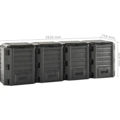 VIDAXL - Composteur de jardin noir 1600 l