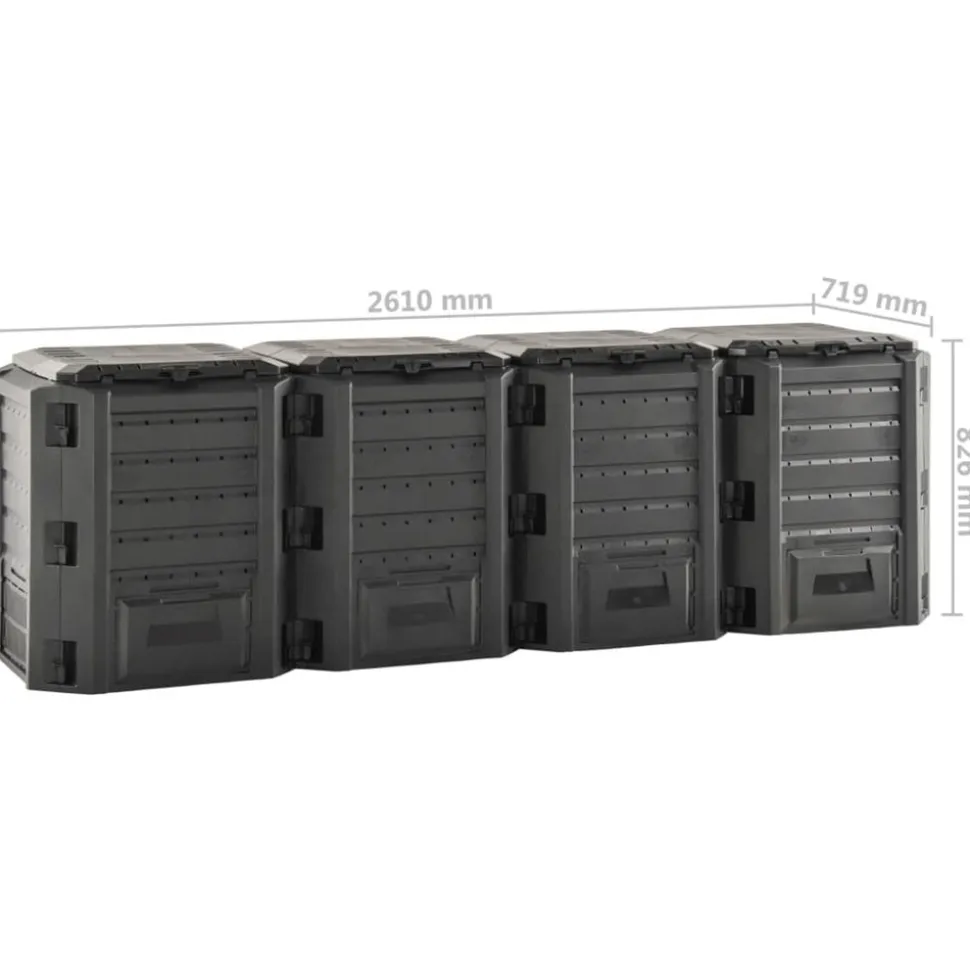 VIDAXL - Composteur de jardin noir 1600 l