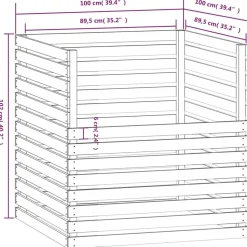 VIDAXL - Composteur gris 100x100x102 cm bois massif de pin