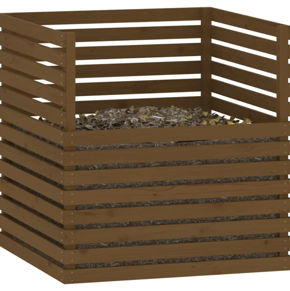 VIDAXL - Composteur marron miel 100x100x102 cm bois massif de pin