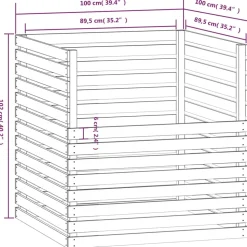 VIDAXL - Composteur marron miel 100x100x102 cm bois massif de pin