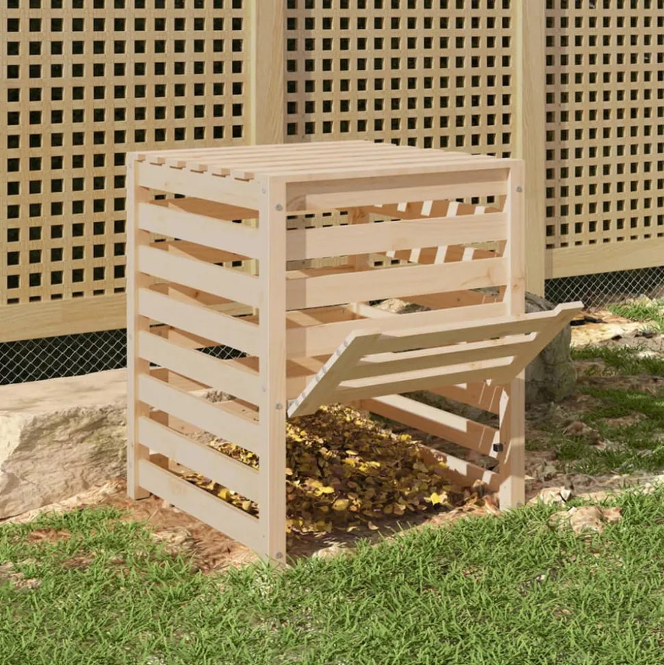 VIDAXL - Composteur 63,5x63,5x77,5 cm bois massif de pin