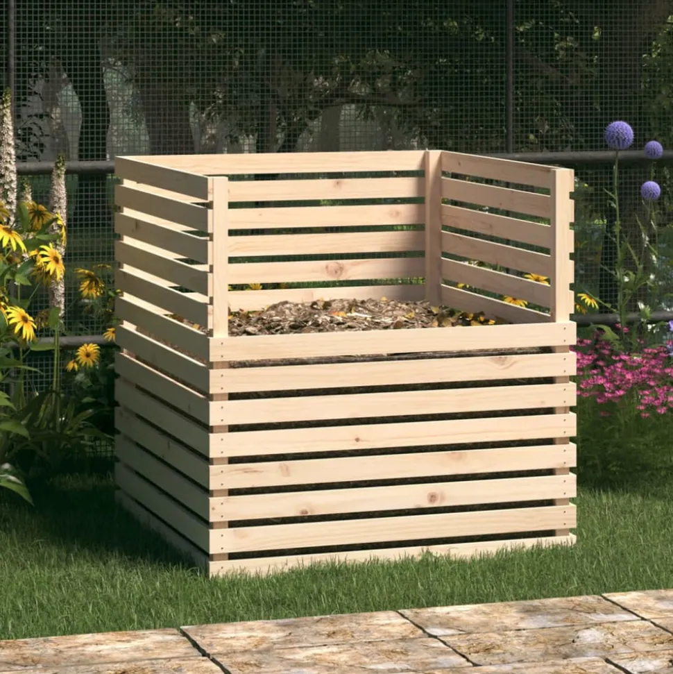 VIDAXL - Composteur 100x100x102 cm bois massif de pin