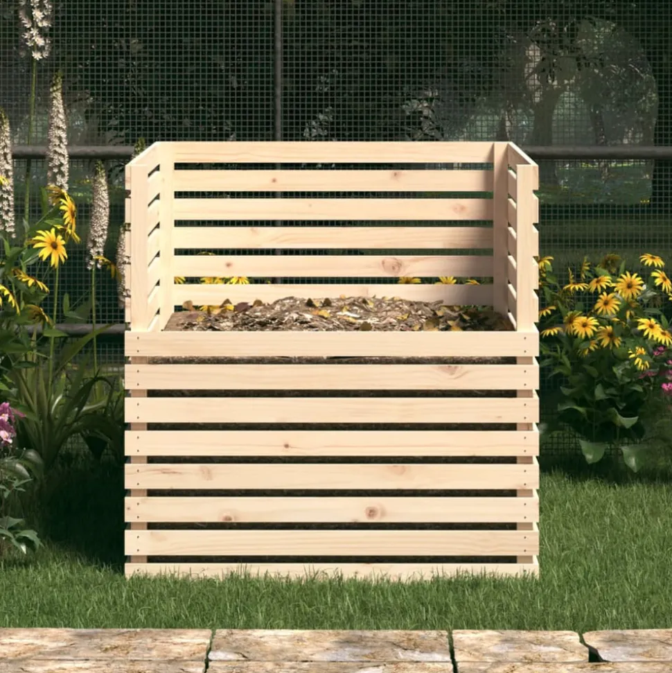 VIDAXL - Composteur 100x100x102 cm bois massif de pin