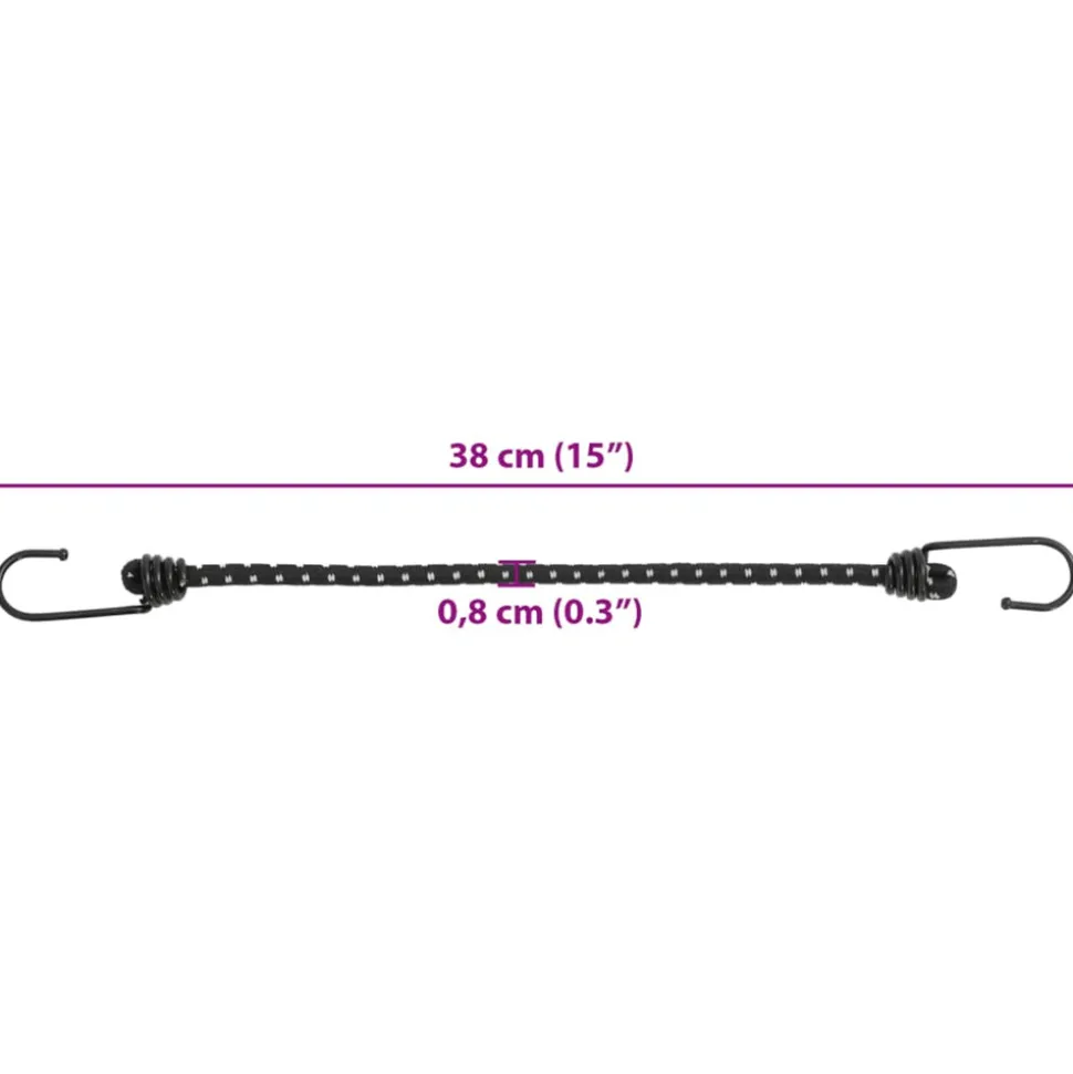 VIDAXL - Cordes élastiques avec bandes réfléchissantes et crochets 10pcs