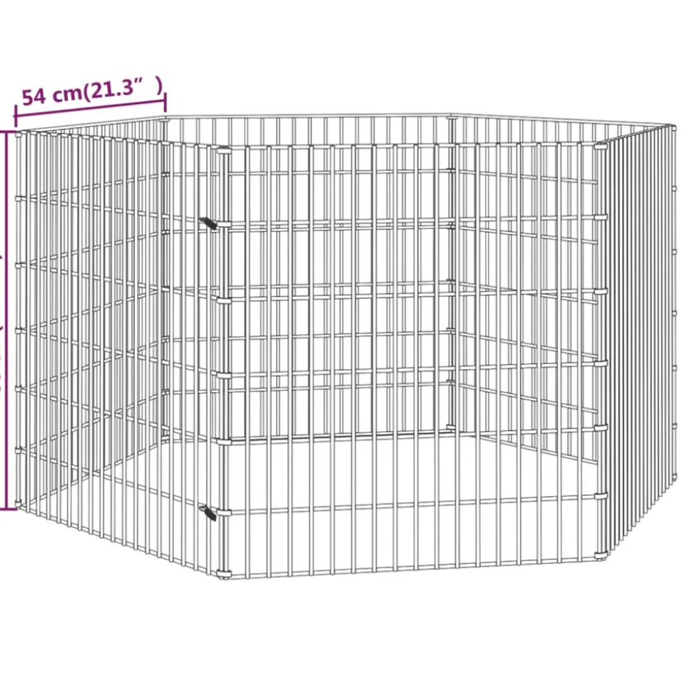 VIDAXL - Enclos pour animaux en liberté 6 panneaux 54x60cm fer galvanisé