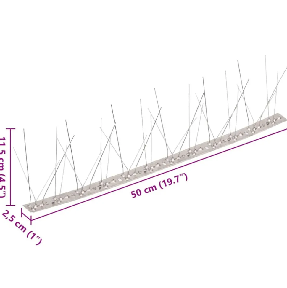 VIDAXL - Ensemble de 20 pointes à 5 rangées contre oiseaux inox 10 m