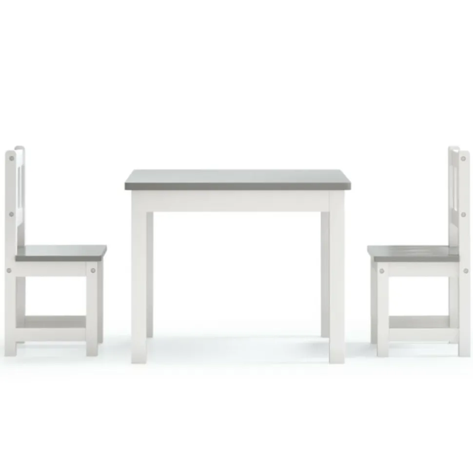 VIDAXL - Ensemble de table et chaises enfants 3 pcs blanc et gris mdf