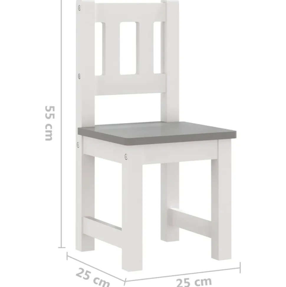 VIDAXL - Ensemble de table et chaises enfants 3 pcs blanc et gris mdf