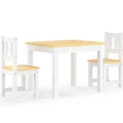 VIDAXL - Ensemble de table et chaises pour enfants 3 pcs blanc et beige
