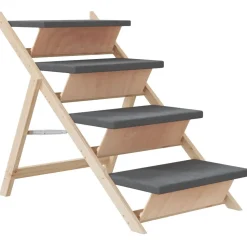VIDAXL - Escalier pour chiens gris 105x47 cm bois de sapin solide