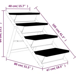 VIDAXL - Escalier pour chiens gris 105x47 cm bois de sapin solide