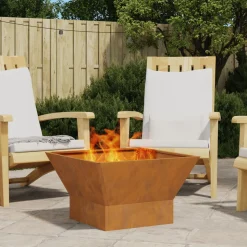 VIDAXL - Foyer carré marron 60x60x35 cm en acier résistant aux intempéries