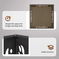 VIDAXL - Foyer carré noir 60x60x40 cm acier