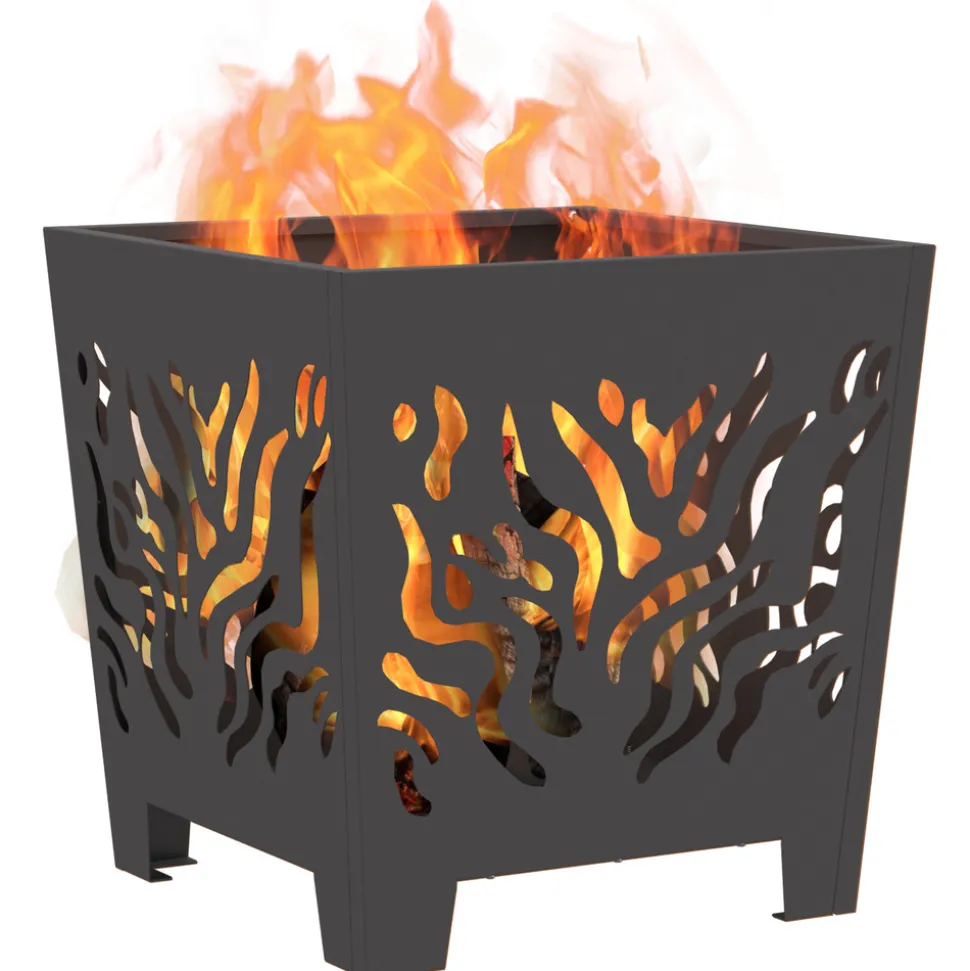 VIDAXL - Foyer carré noir 40x40x40 cm acier