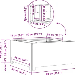 VIDAXL - Foyer carré noir 80x80x40 cm acier