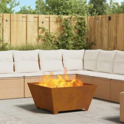 VIDAXL - Foyer carré 80x80x40 cm en acier weathering