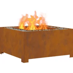 VIDAXL - Foyer carré 80x80x40 cm en acier weathering