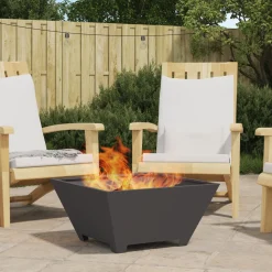 VIDAXL - Foyer en acier carré noir 60x60x30 cm