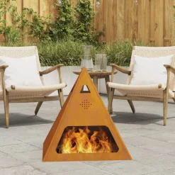 VIDAXL - Foyer pyramid 50x50x51 cm en acier résistant aux intempéries