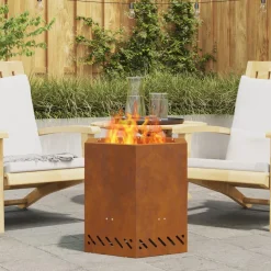 VIDAXL - Foyer sans fumée hexagonal 48x48x51 cm acier résistant aux intempéries