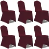 VIDAXL - Housse bordeaux extensible pour chaise 6 pièces