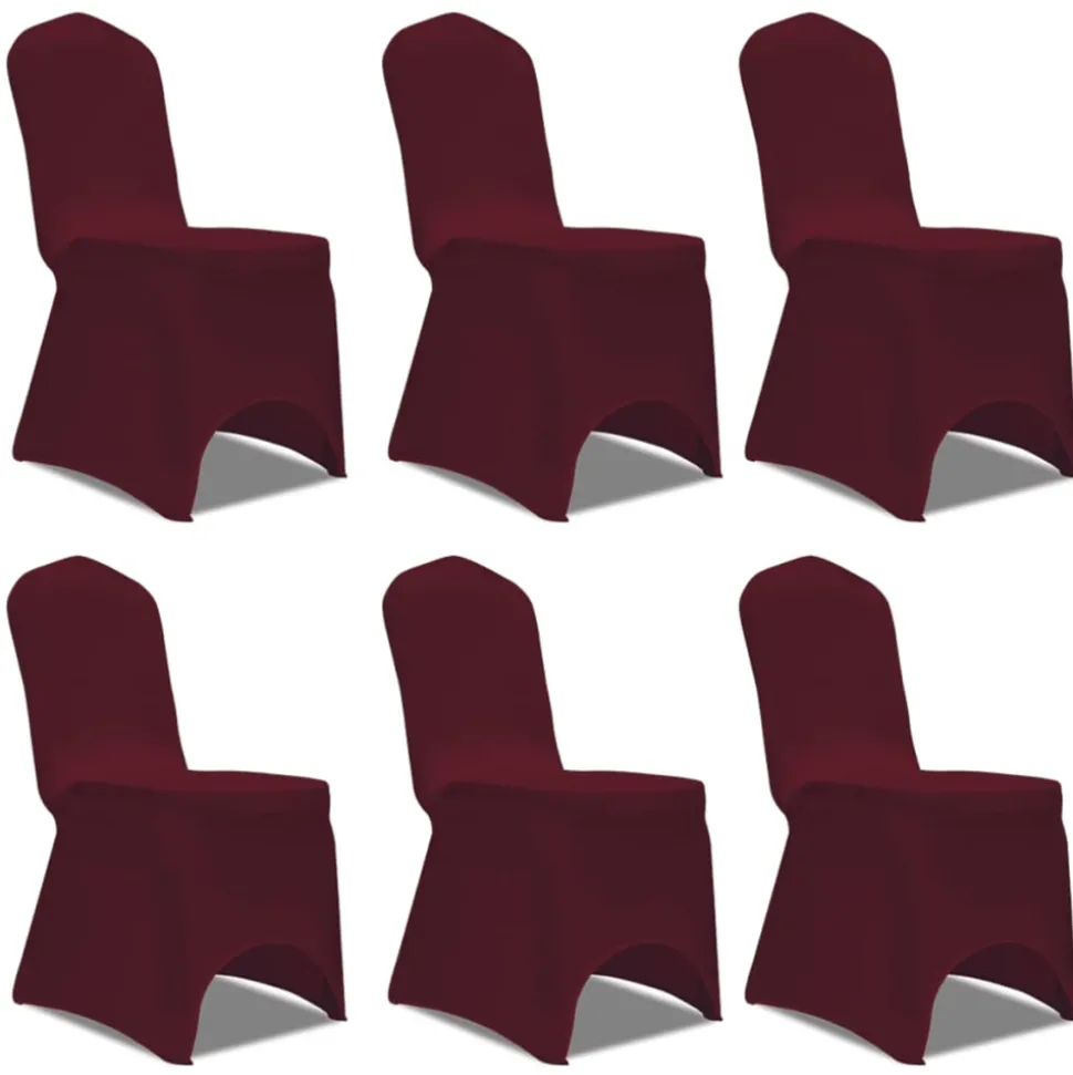 VIDAXL - Housse bordeaux extensible pour chaise 6 pièces