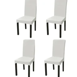 VIDAXL - Housse de chaise droite extensible 4 pcs crème