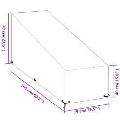 VIDAXL - Housse de chaise longue 12 艙illets 205x75x40/70 cm polyéthylène