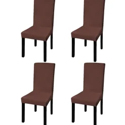 VIDAXL - Housse de chaise droite extensible 4 pcs marron