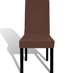 VIDAXL - Housse de chaise droite extensible 4 pcs marron