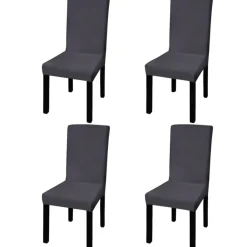 VIDAXL - Housse de chaise droite extensible 4 pcs anthracite