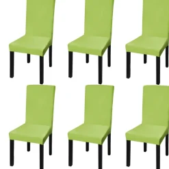 VIDAXL - Housse de chaise droite extensible 6 pcs vert