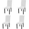 VIDAXL - Housse de chaise droite extensible 4 pcs blanc