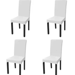 VIDAXL - Housse de chaise droite extensible 4 pcs blanc