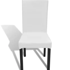 VIDAXL - Housse de chaise droite extensible 4 pcs blanc