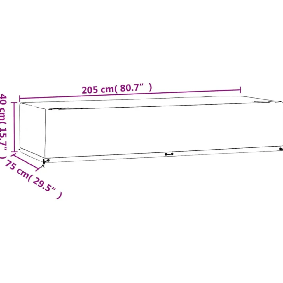 VIDAXL - Housse de chaise longue 12 艙illets 205x75x40 cm polyéthylène