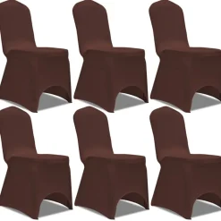 VIDAXL - Housse de chaise extensible 6 pcs marron